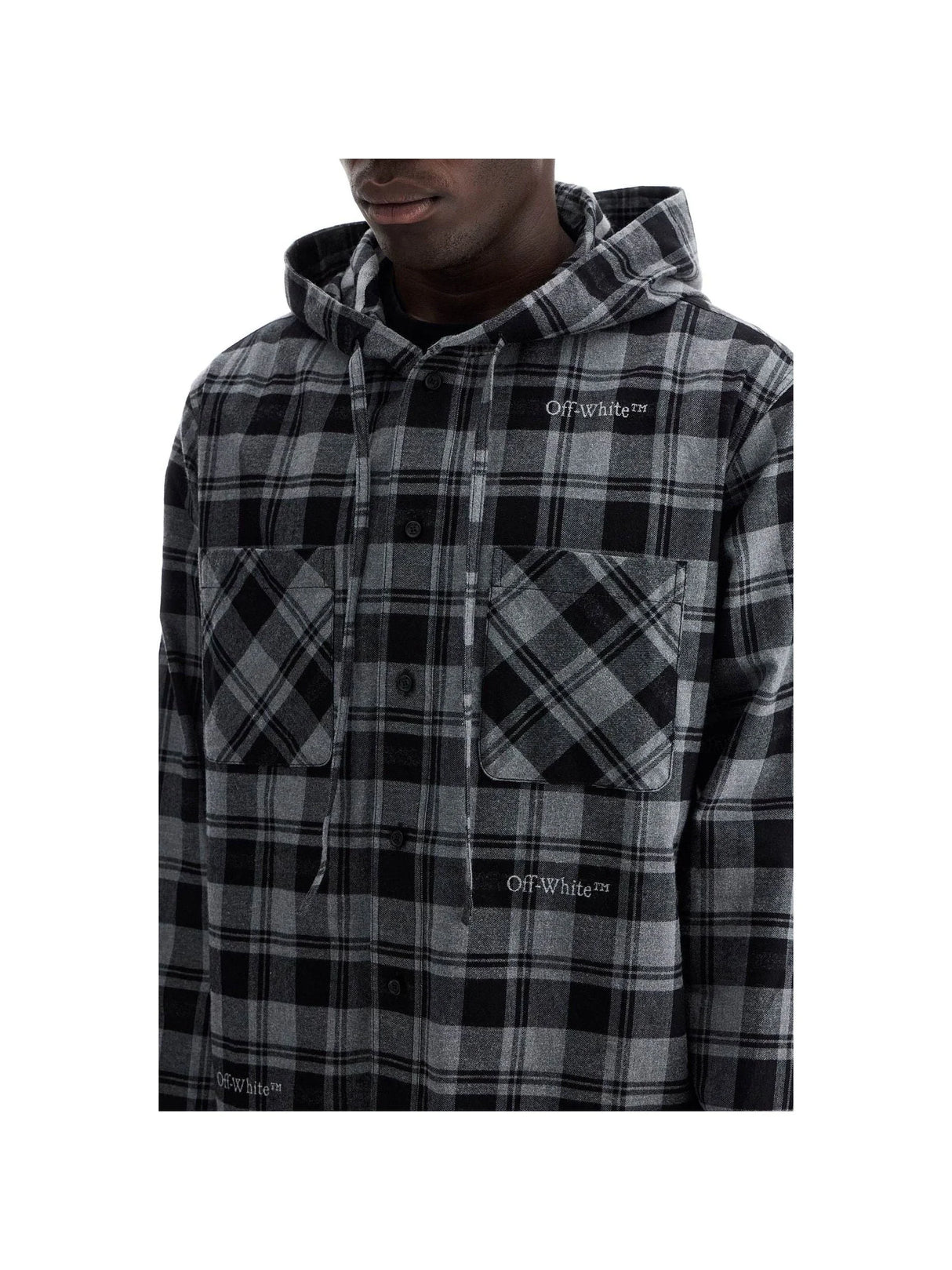 Cotton Flannel Checked Overshirt Hood - Men > Clothing > Jackets and Blazers > Casual jackets