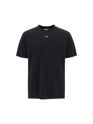 OFF-WHITE-Cotton Round-Neck T-Shirt OFF Print-JOHN JULIA