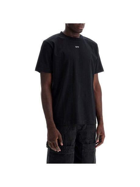 OFF-WHITE-Cotton Round-Neck T-Shirt OFF Print-JOHN JULIA