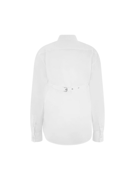 Cross Belt-detailed Poplin Shirt-Off-White-JOHN JULIA