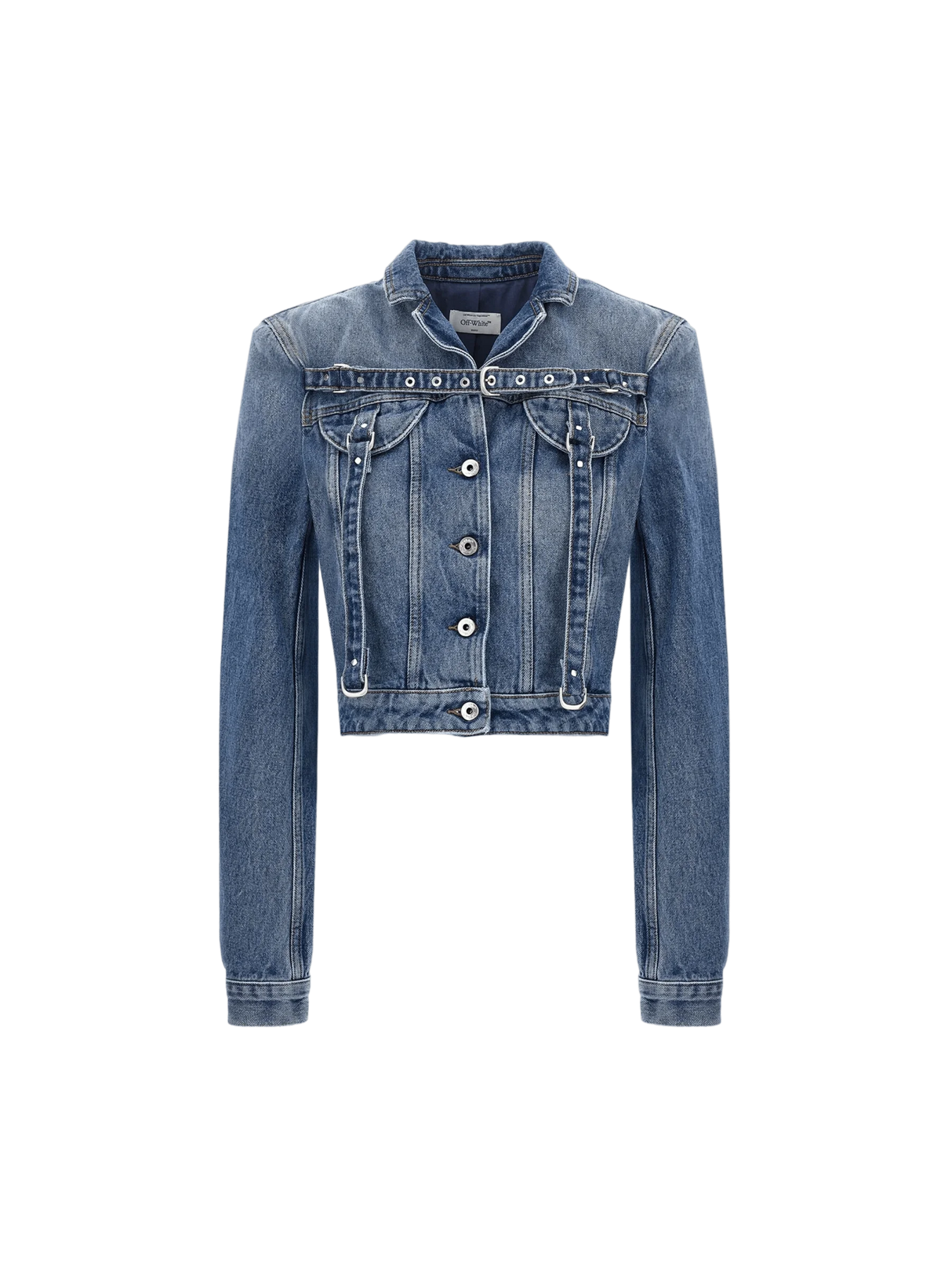 Cropped Cargo Denim Jacket-Off-White-JOHN JULIA