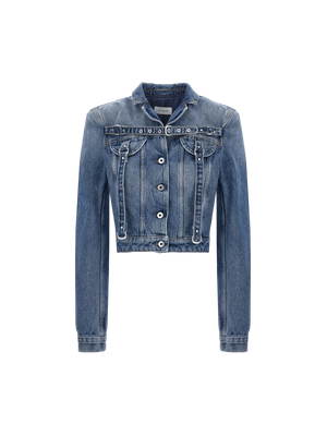 Cropped Cargo Denim Jacket-Off-White-JOHN JULIA