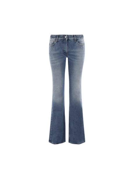 Flared Denim Jeans-Off-White-JOHN JULIA