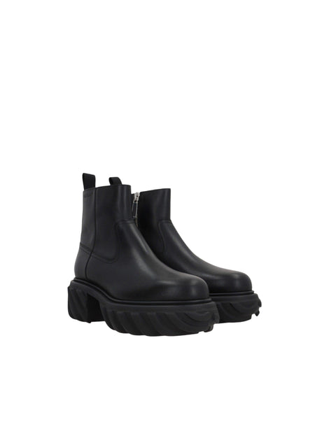 Exploration Motor Leather Ankle Boots-OFF-WHITE-JOHN JULIA