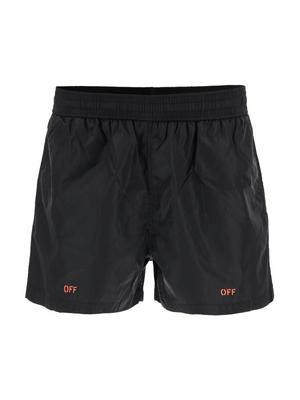 Icina Officina Logo Swim Shorts-Off-White-JOHN JULIA