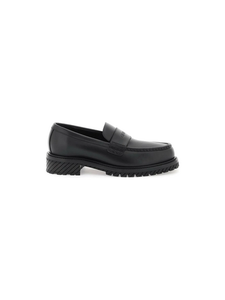 Black Leather Loafers OFF-WHITE JOHN JULIA.