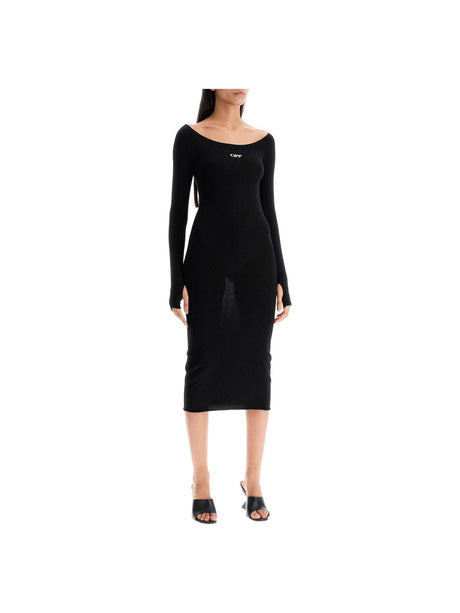 OFF-WHITE-Lightweight Knit Midi Dress -JOHN JULIA.