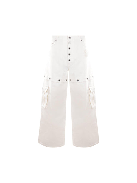 Logo Embroidered Denim Baggy-fit Jeans-OFF-WHITE-JOHN JULIA