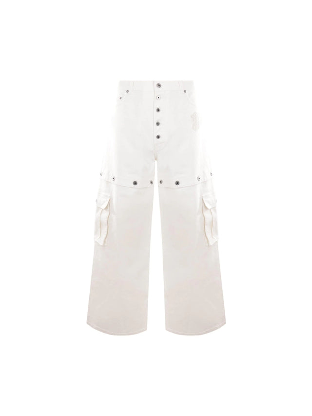 Logo Embroidered Denim Baggy-fit Jeans-OFF-WHITE-JOHN JULIA