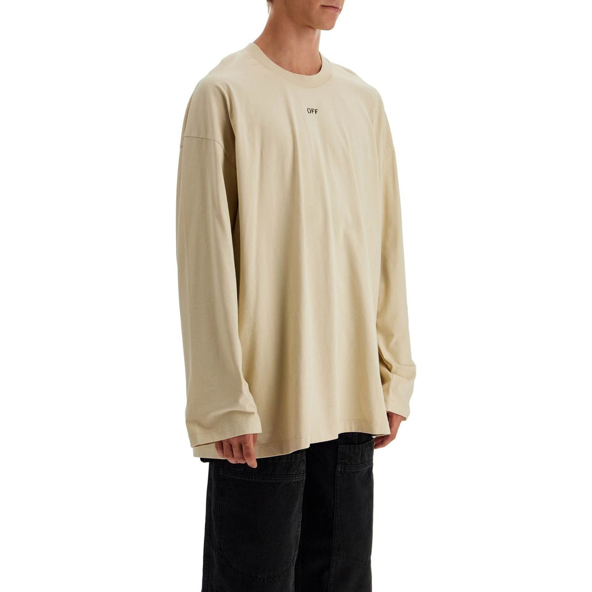 OFF-WHITE-Long Sleeve Oversized T-Shirt -JOHN JULIA.