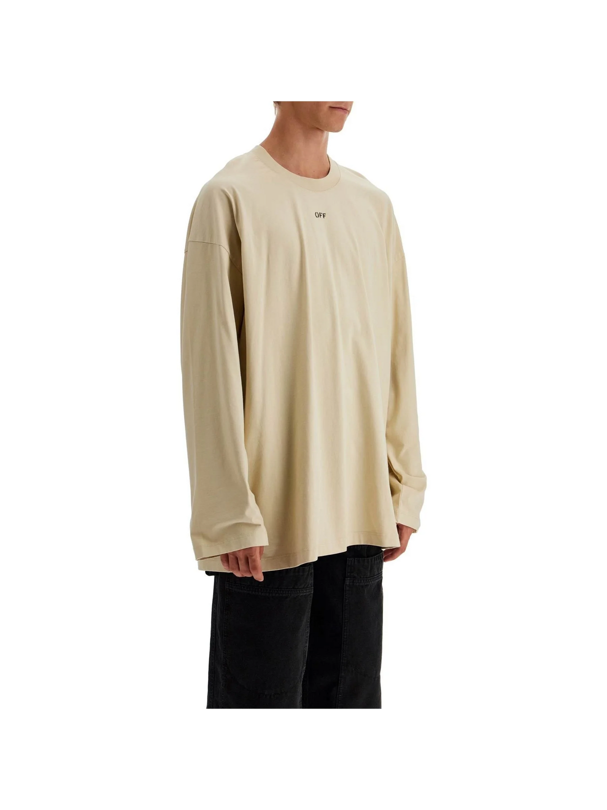 OFF-WHITE-Long Sleeve Oversized T-Shirt -JOHN JULIA.