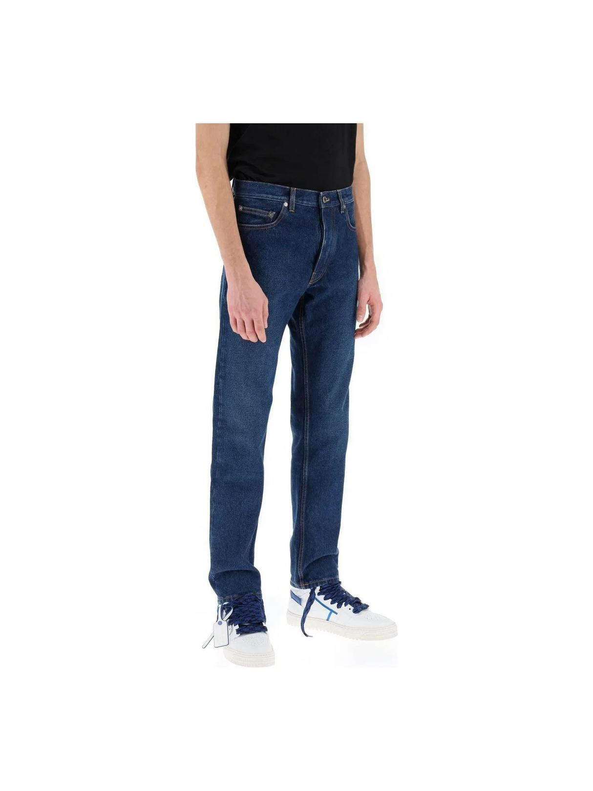 Medium Blue Regular-Fit Cotton Jeans OFF-WHITE JOHN JULIA.