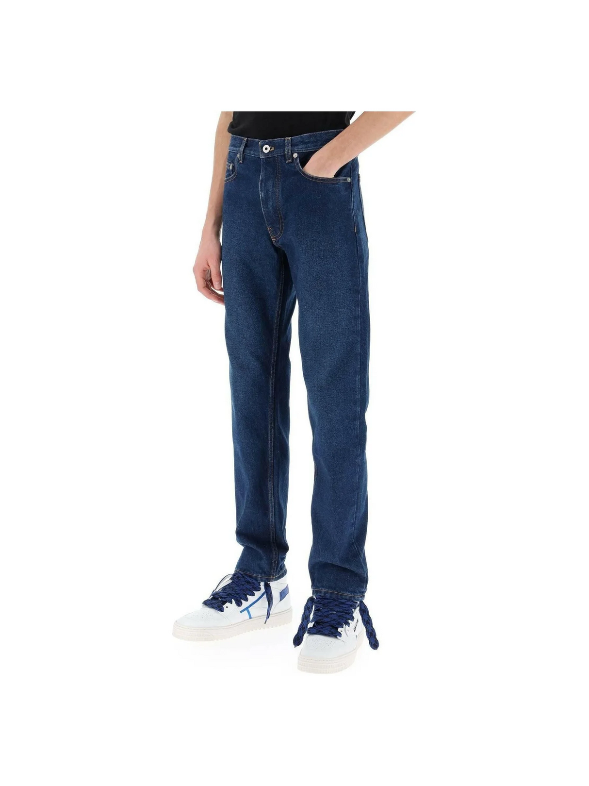 Medium Blue Regular-Fit Cotton Jeans OFF-WHITE JOHN JULIA.