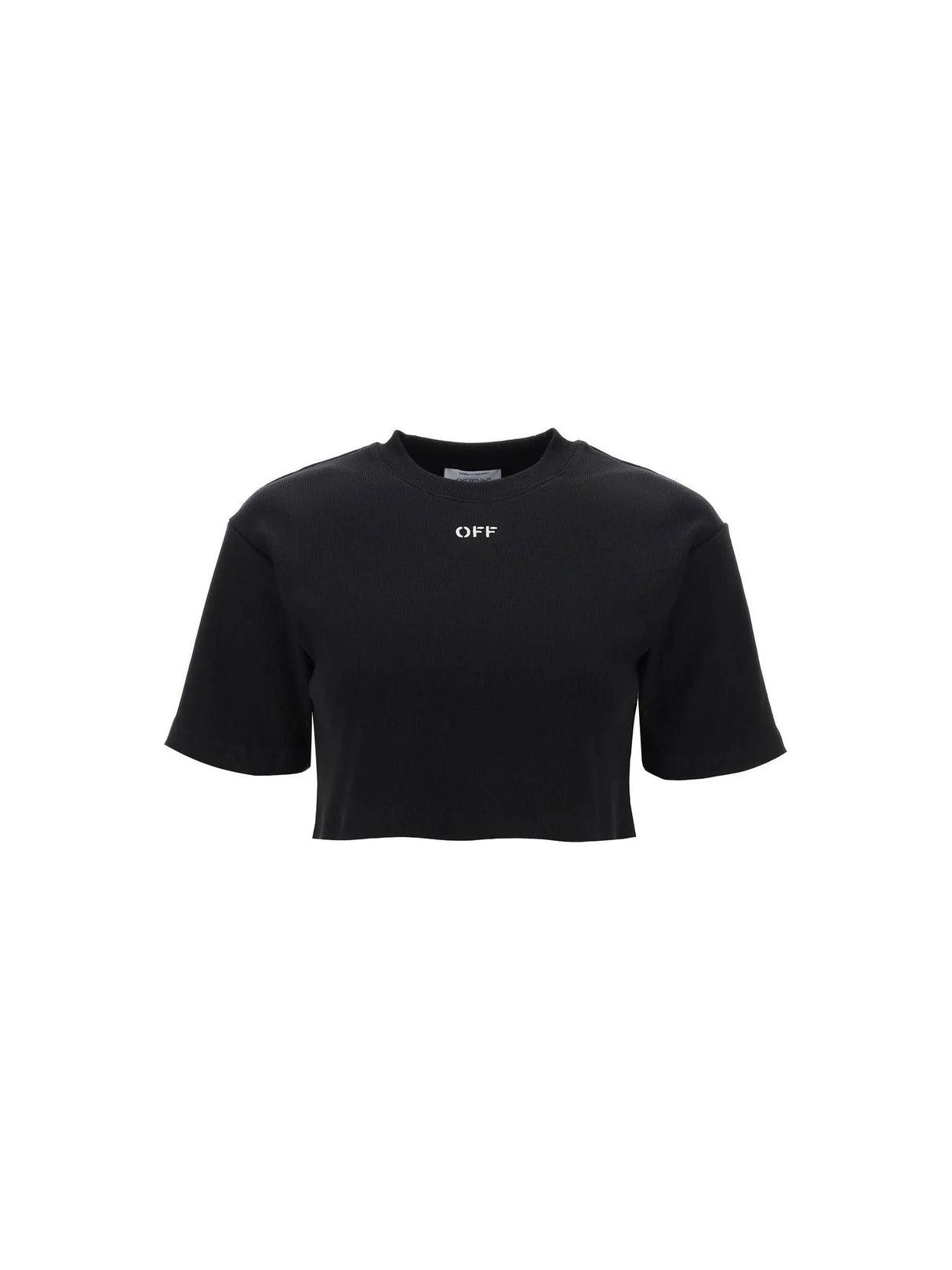 Ribbed Cotton Cropped T-Shirt OFF Embroidery - Women > Clothing > Tops and Sweatshirts > T-shirts and Polo shirts