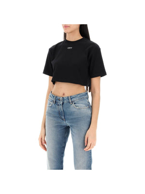 Ribbed Cotton Cropped T-Shirt OFF Embroidery