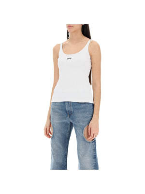 Ribbed Cotton Tank Top OFF Embroidery