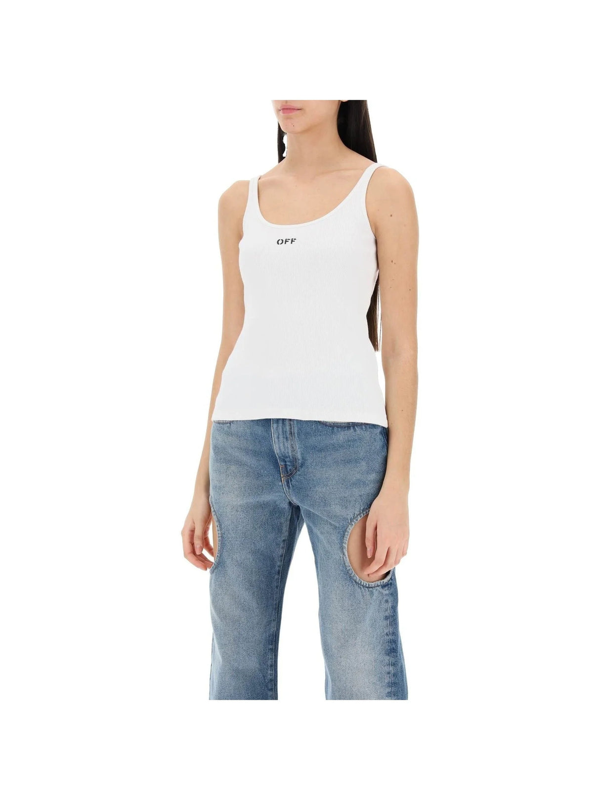 Ribbed Cotton Tank Top OFF Embroidery - Women > Clothing > Tops and Sweatshirts > Tops