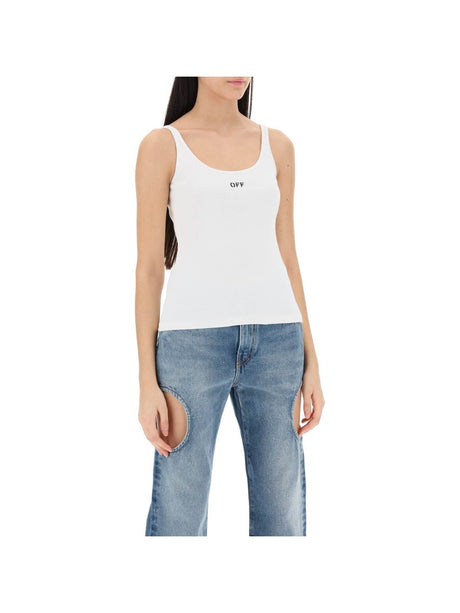 Ribbed Cotton Tank Top OFF Embroidery - Women > Clothing > Tops and Sweatshirts > Tops