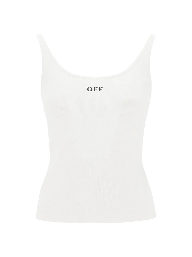 Ribbed Cotton Tank Top OFF Embroidery - Women > Clothing > Tops and Sweatshirts > Tops