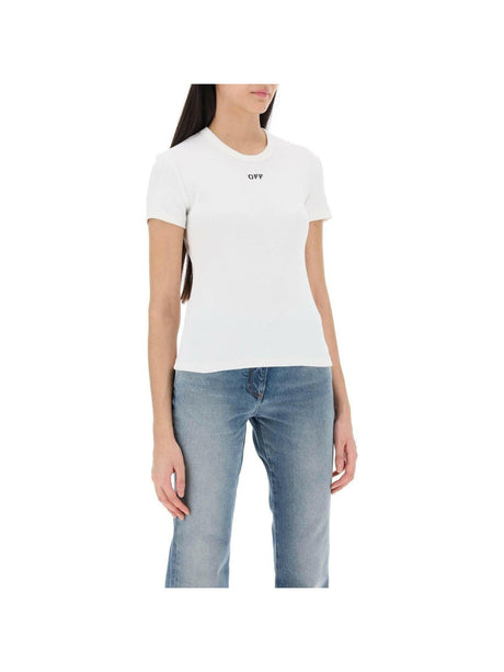 Ribbed T-Shirt With Off Embroidery OFF-WHITE JOHN JULIA.