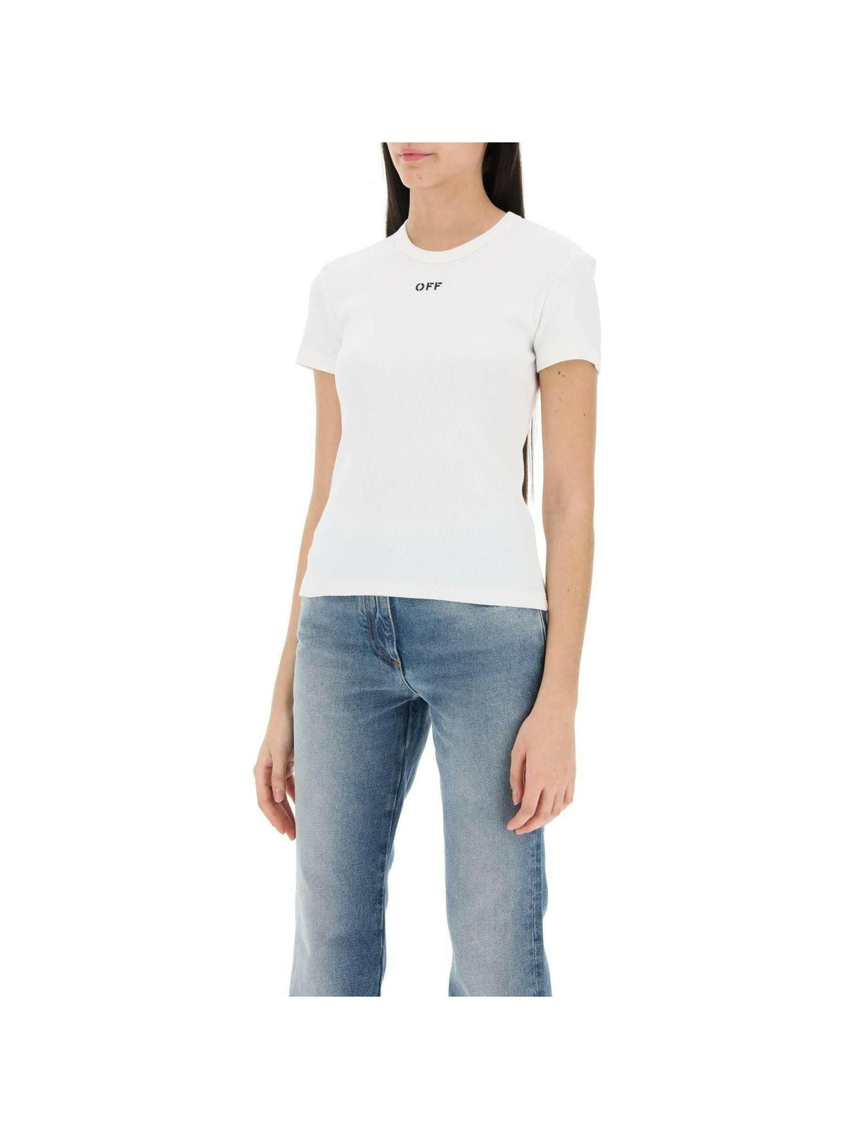 Ribbed T-Shirt With Off Embroidery OFF-WHITE JOHN JULIA.