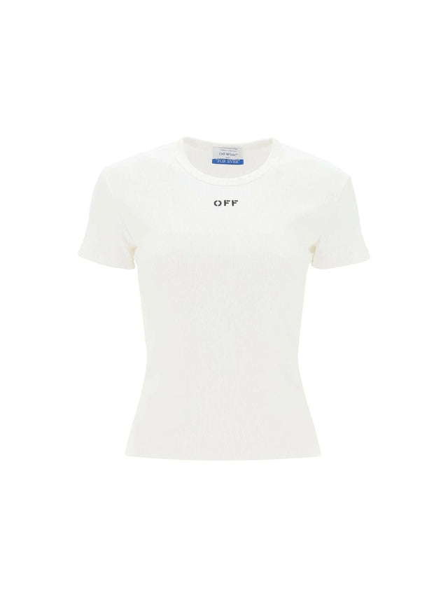 Ribbed T-Shirt With Off Embroidery OFF-WHITE JOHN JULIA.