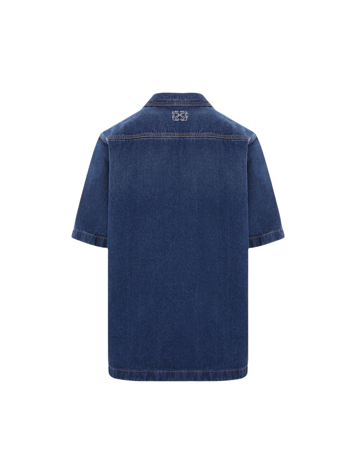 Script Denim Bowling Shirt-OFF-WHITE-JOHN JULIA