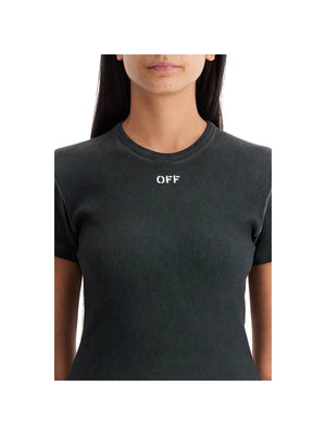 OFF-WHITE-Slim Fit Ribbed T Shirt For-JOHN JULIA