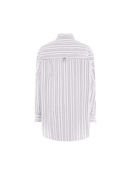 Oversize Striped Poplin Shirt-Off-White-JOHN JULIA