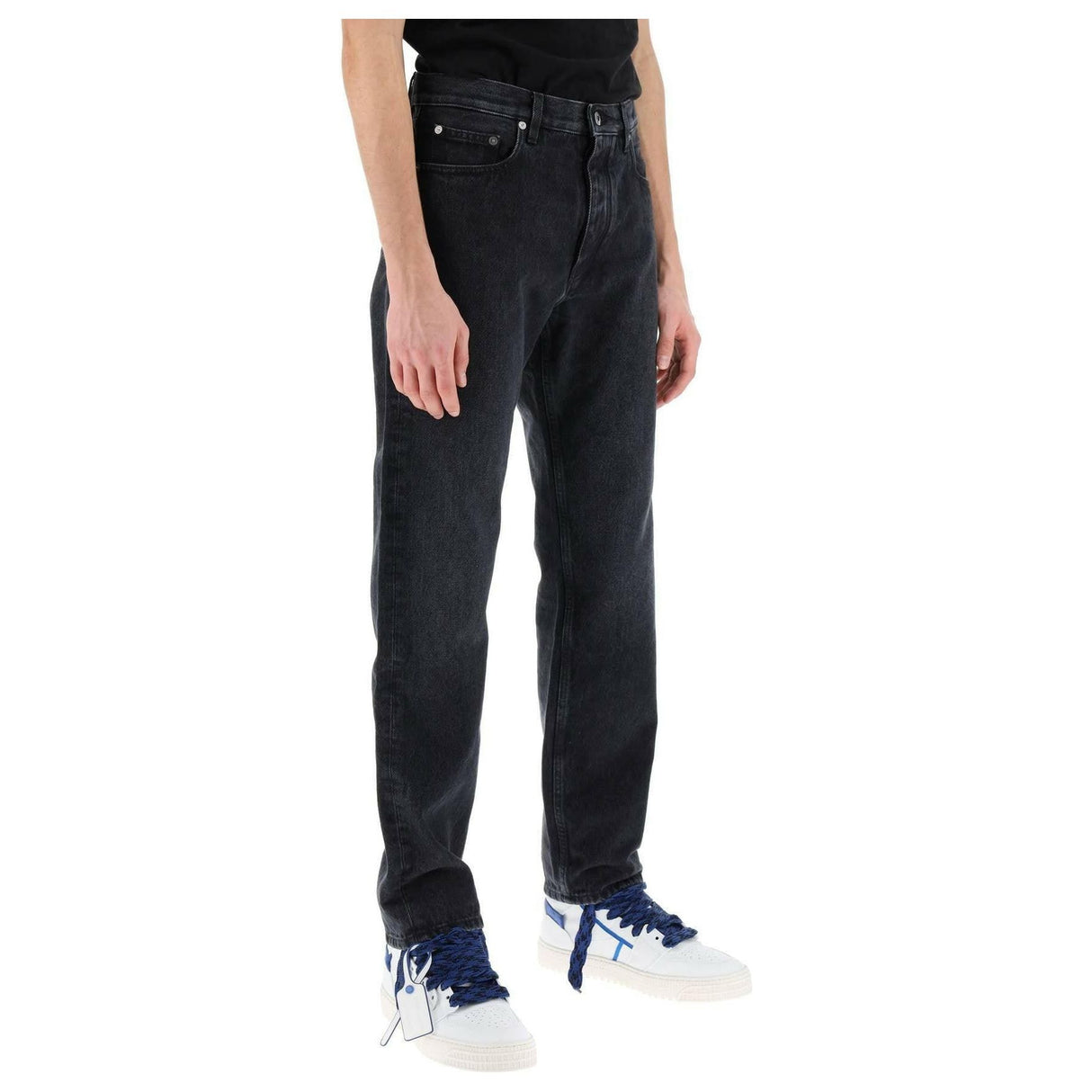 Washed Black Regular-Fit Cotton Jeans OFF-WHITE JOHN JULIA.