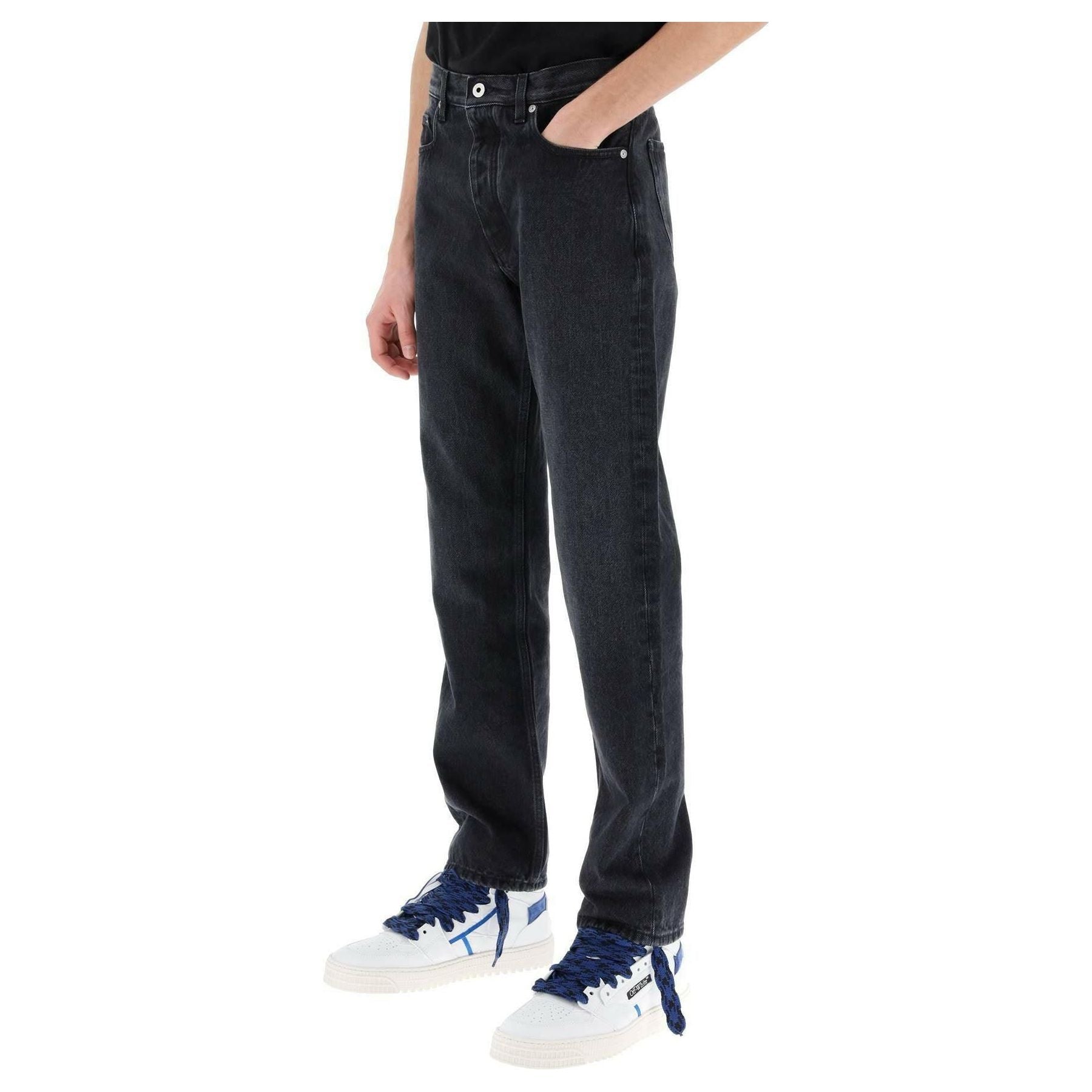 Washed Black Regular-Fit Cotton Jeans OFF-WHITE JOHN JULIA.