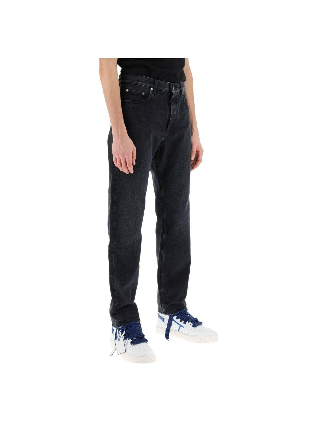 Washed Black Regular-Fit Cotton Jeans OFF-WHITE JOHN JULIA.