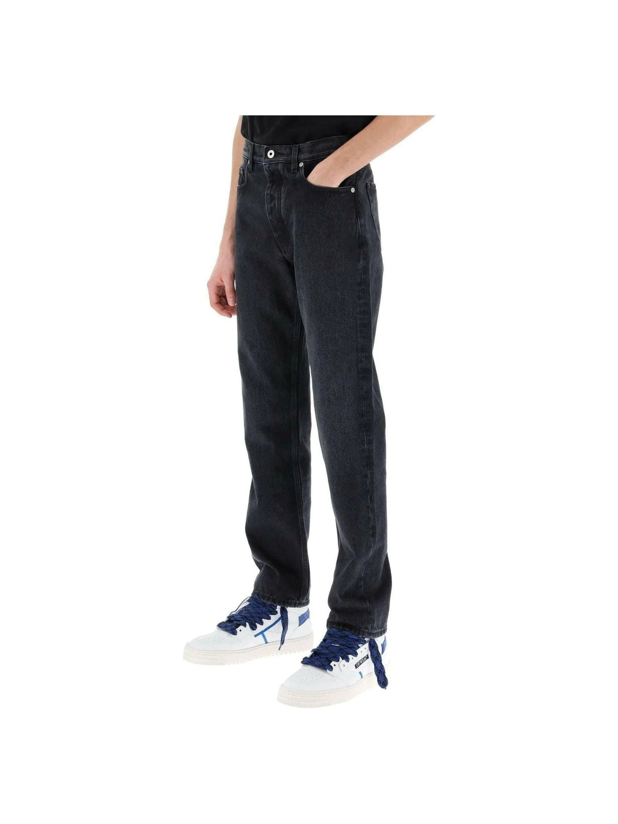 Washed Black Regular-Fit Cotton Jeans OFF-WHITE JOHN JULIA.