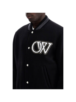 Wool Blend Varsity Bomber Jacket Embroidery