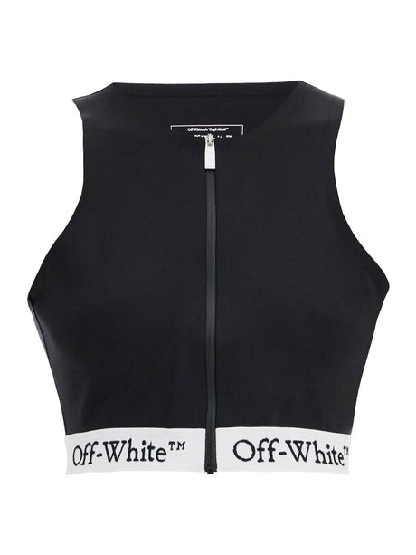 Zip-front Sport Crop Top OFF-WHITE