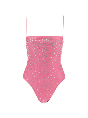 OSÉREE-Flamingo Pink Crystal-Embellished Swimsuit-JOHN JULIA