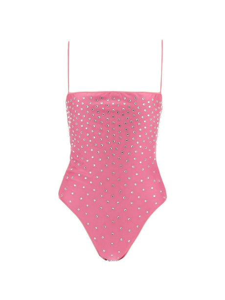 OSÉREE-Flamingo Pink Crystal-Embellished Swimsuit-JOHN JULIA