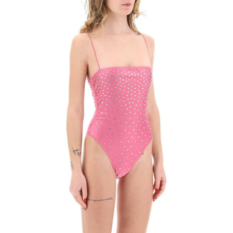 Flamingo Pink Crystal-Embellished Swimsuit OSÉREE JOHN JULIA.