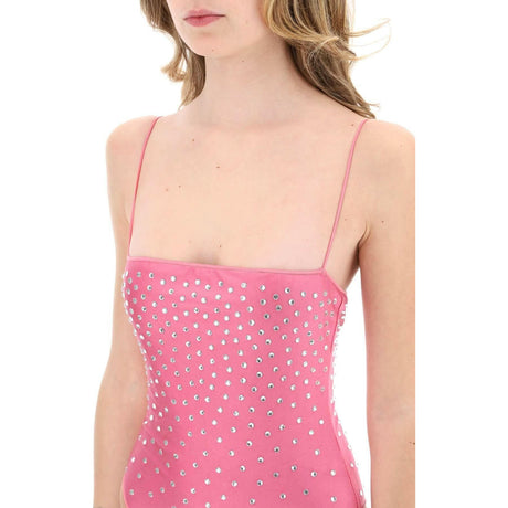 Flamingo Pink Crystal-Embellished Swimsuit OSÉREE JOHN JULIA.