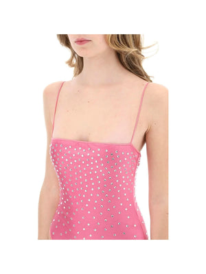 OSÉREE-Flamingo Pink Crystal-Embellished Swimsuit-JOHN JULIA