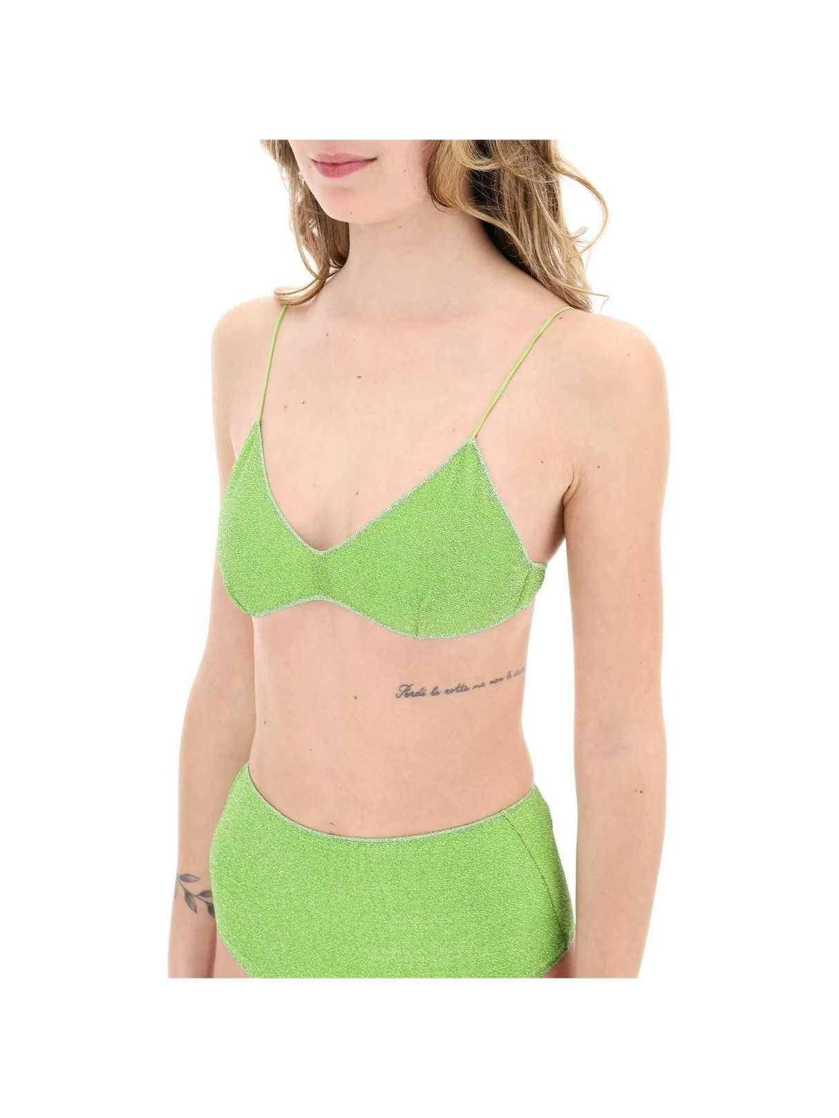 Lumière Metlallic Lime Green Bikini Set OSÉREE JOHN JULIA.