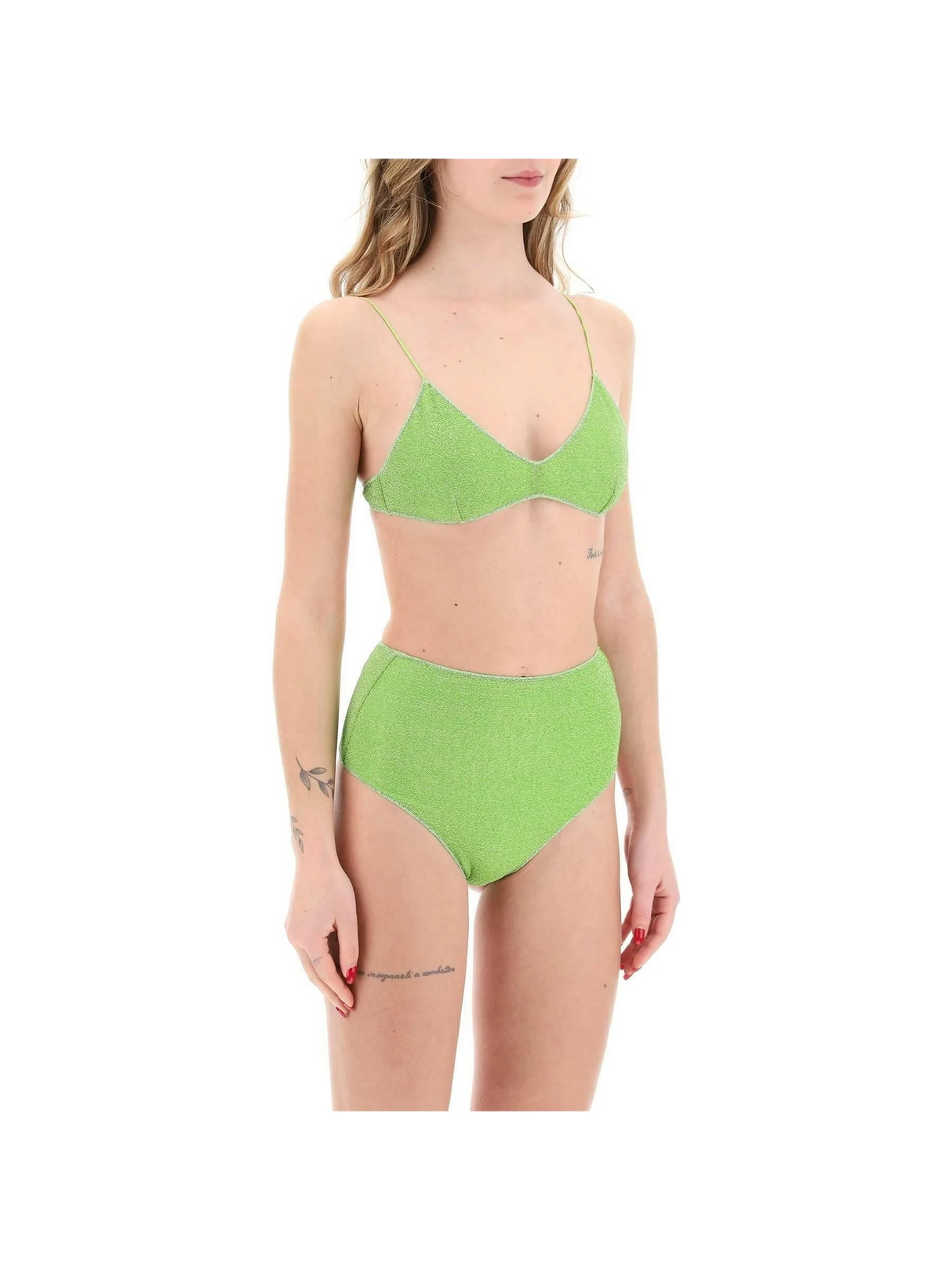 Lumière Metlallic Lime Green Bikini Set OSÉREE JOHN JULIA.