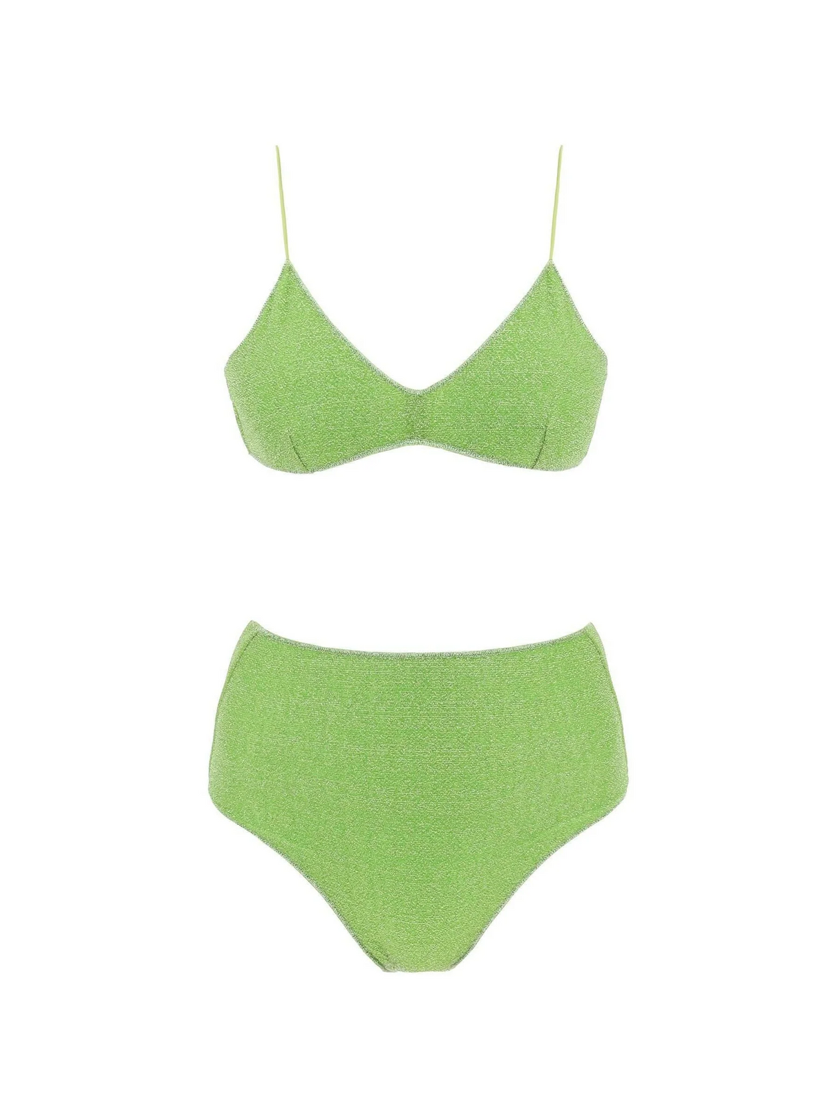 Lumière Metlallic Lime Green Bikini Set OSÉREE JOHN JULIA.