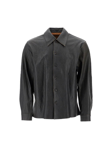 Leather Overshirt With Front Pockets