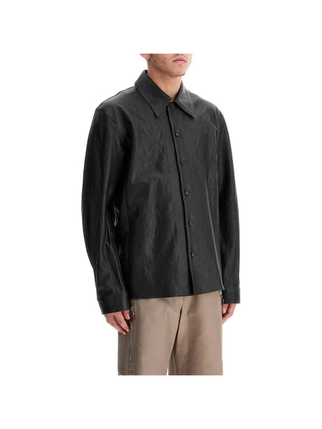 Leather Overshirt With Front Pockets