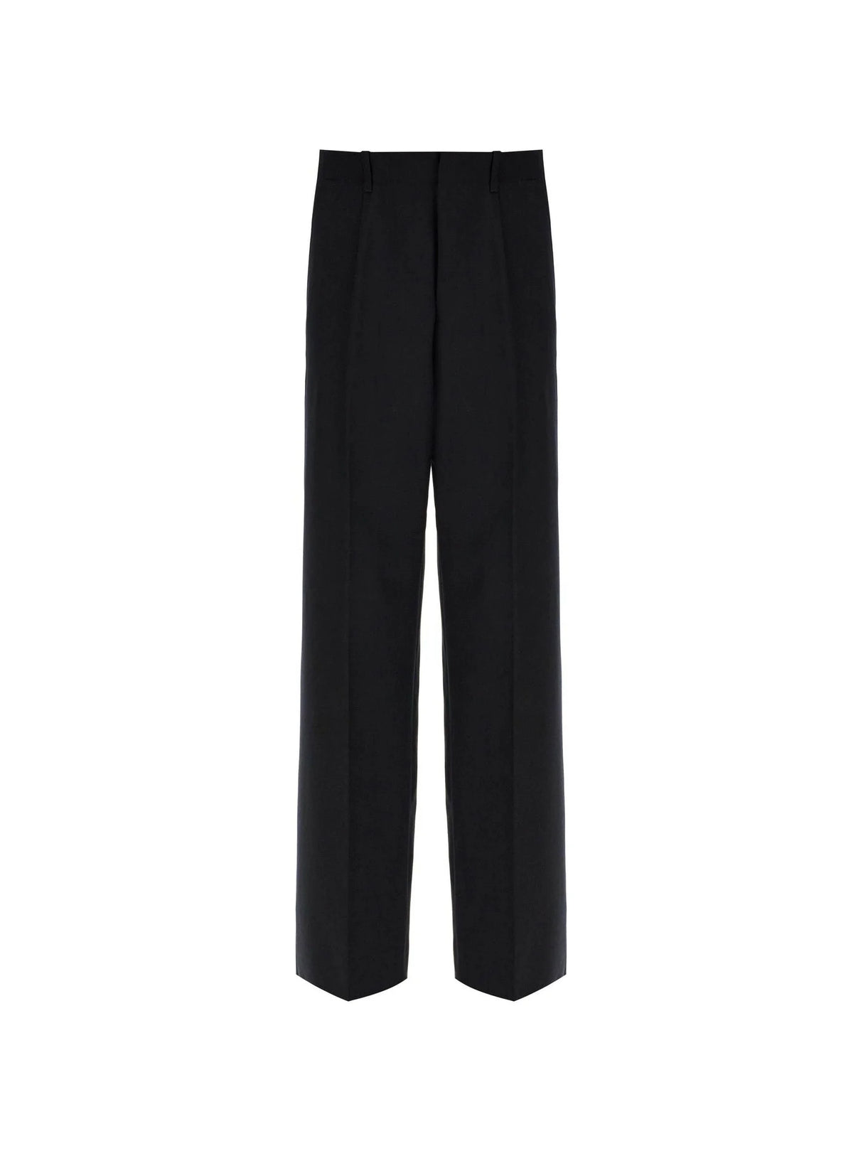 Black wide-leg Panama Wool Tailored Trousers with high waist for a chic look