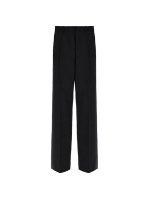 Black wide-leg Panama Wool Tailored Trousers with high waist for a chic look