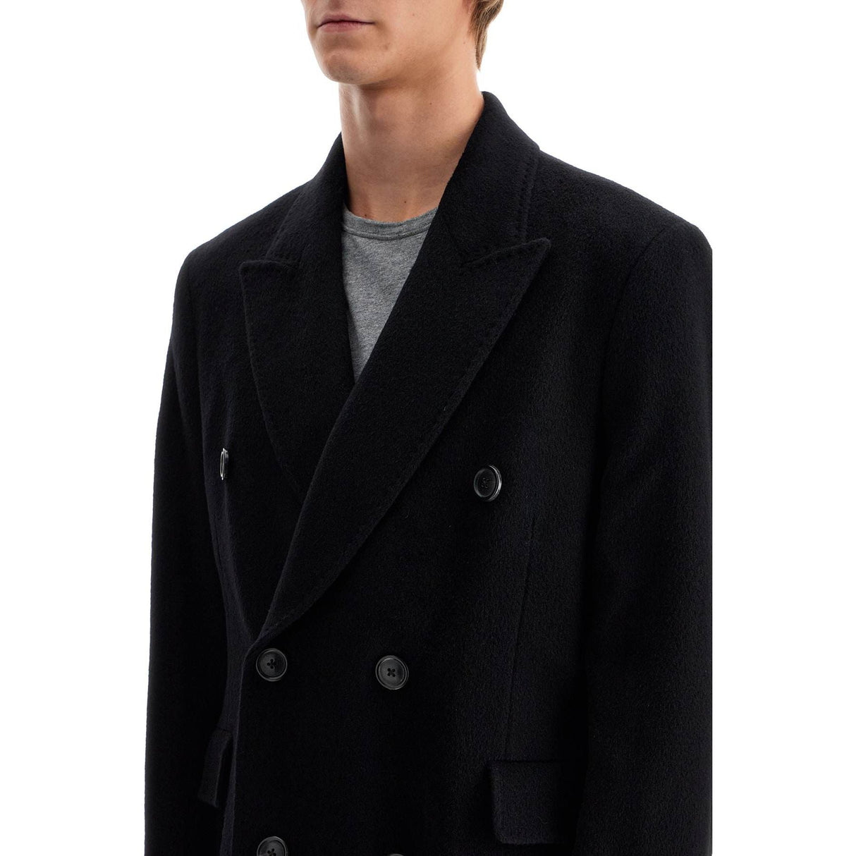 Wool Mohair Double-Breasted Coat