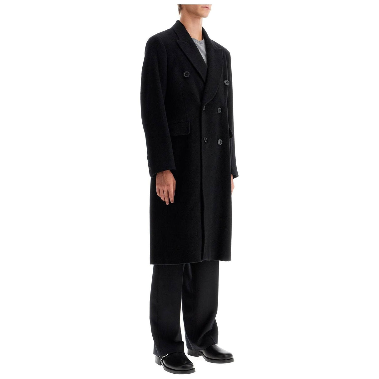 Wool Mohair Double-Breasted Coat