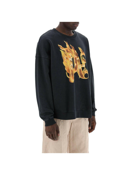 PALM ANGELS-Burning Monogram Sweatshirt-JOHN JULIA